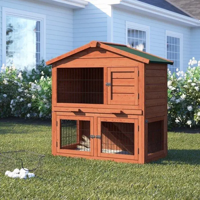 Brown Wooden Metal Pet House Poultry Hutch Chicken Coop With Chicken Run Gallinero de gallinero de madera de metal marrón para gallinero con corrida de pollo