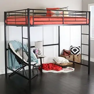  Nueva cama con marco de metal negro Full Over Loft 
