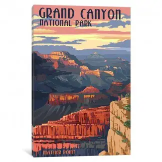  'U.S. Serie de Servicios del Parque Nacional: Parque Nacional del Gran Cañón (Mather Point) 'Anuncio vintage sobre lienzo 