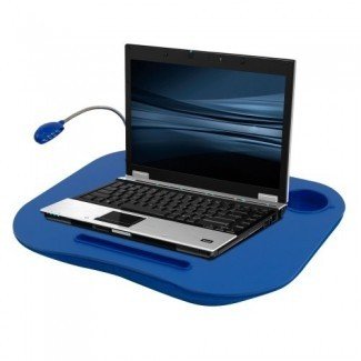  Escritorio portátil para laptop, bandeja portátil con cojín de espuma, luz de escritorio LED ajustable y portavasos de Laptop Buddy (azul) 