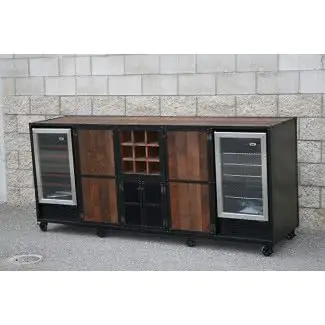  Gabinete de licor de refrigerador industrial de madera reciclada vintage 