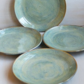  Platos de cerámica de color verde rústico 