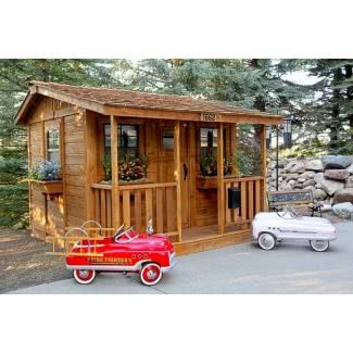  Red Cedar Playhouse Cabin With Functional Windows 