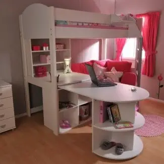 Litera futón rosa con escritorio 