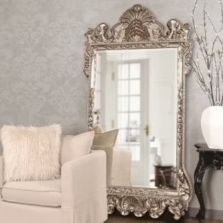  Espejo de pared rectangular de plata con vidrio biselado 