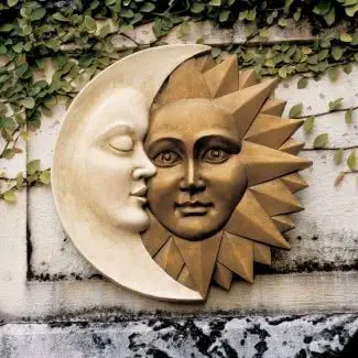  Decoración de pared de plástico con el sol y la luna 
