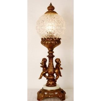  22a globo de cristal de lámpara de querubín vintage 