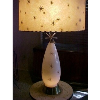  Lámpara de mesa starburst de la era espacial atómica moderna de mediados de siglo de los años 50 