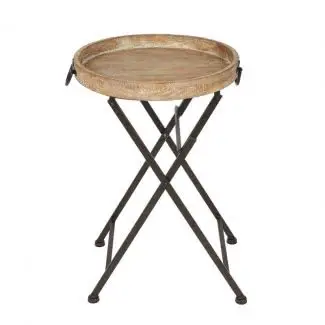  Mesa con bandeja de madera y metal resistente a la humedad 