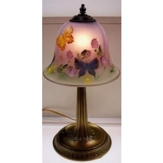  Lámpara Fenton mini mesa satén transparente pintado al revés mariposas trébol 