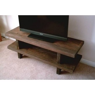  Soporte rústico para tv de pantalla ancha hecho a mano en madera maciza teñida en 