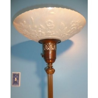  Lámpara de pie antorchiere art déco antigua con relieve iridiscente vintage 