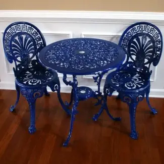  Mesa de patio vintage azul Chinoiserie y 