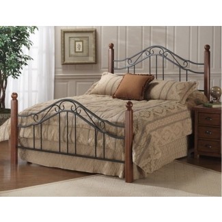  Cabecera de cama con póster tamaño king de madera y hierro forjado clásico 