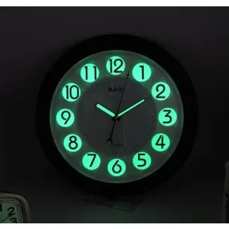  Reloj de pared redondo de pulgada que brilla en la oscuridad luminosa digital 