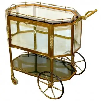  Carrito de barra para carrito de té de latón francés 