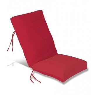  Cojín clásico para silla con respaldo alto, resistente a la intemperie, para exteriores, con ataduras, 46 "x 20"; con bisagras a 19 "desde la parte inferior, en rojo 