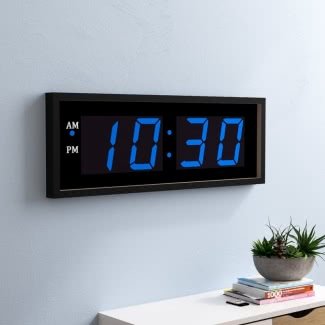  Reloj de pared LED de metal negro con control remoto 