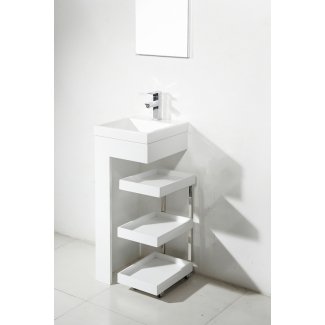  Estante de baño de mueble de tocador portátil móvil de lavabo de pedestal pequeño de resina 