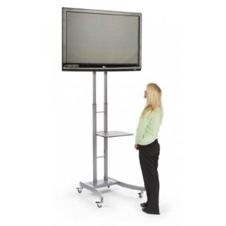  Soporte de TV portátil con ruedas para televisores LCD, de plasma o LED de entre 32 y 84 pulgadas, altura ajustable, Acero (Plata) 