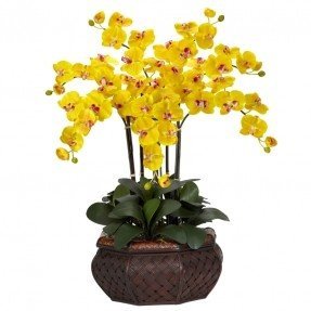  Gran arreglo floral de seda Phalaenopsis en amarillo 