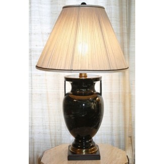  Lámpara de mesa frederick cooper vintage con patrón de remolino urna de latón de porcelana 
