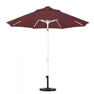  Paraguas California 9 pies de tela de olefina, aluminio, manivela, cuello, inclinación, mercado, paraguas con poste de bronce 