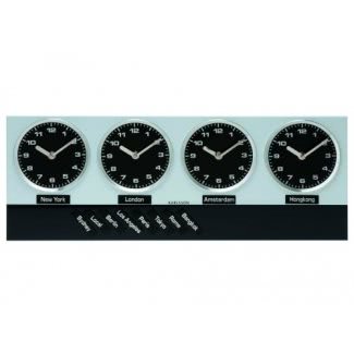  Karlsson Wall Clock Timezone Magnet Aluminium, Black 