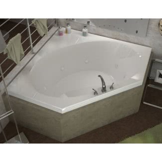  Lujosa bañera de hidromasaje en esquina con desagüe central 