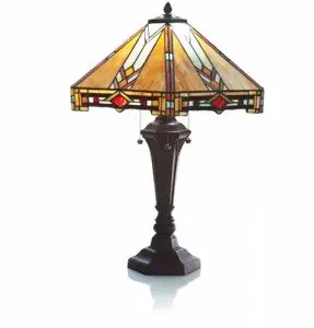  Lámpara de mesa de 30 "H con vidriera estilo Mission con pantalla Empire 