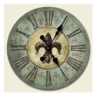  Reloj de pared con flor de lis toscana en mal estado francés country bourbon 