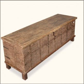  Colección Baúl de almacenamiento extralargo de madera recuperada rústica 
