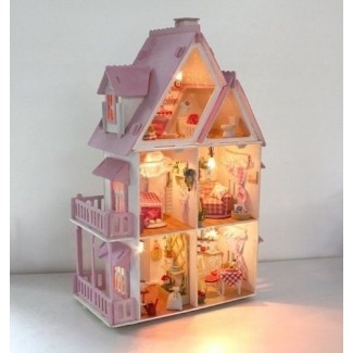  Ensamblaje del kit de modelo en miniatura para bricolaje Casa de muñecas de madera, juguete único de gran tamaño con muebles para niños y amantes 