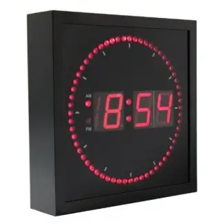  eHealthSource Reloj de pared LED digital grande con segundo indicador LED circular - Forma cuadrada / LED rojo de 10 "