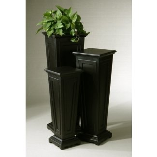  3 mesas de pedestal de columna de soporte de planta de madera de mdf negro flor 