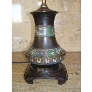  Lámpara de trabajo japonesa antigua de bronce esmaltado champleve 