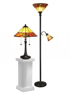  Juego de lámpara de mesa y lámpara de pie Génova con pantalla cónica 