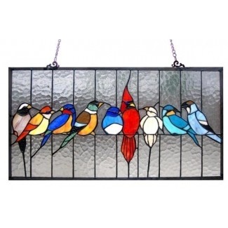 Pájaros en una vidriera de alambre 1 