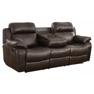  Sofá reclinable con portavasos marrón Eland 1 