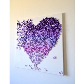  3d purple ombre butterfly heart 3d 