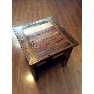  Mesa auxiliar de madera recuperada o cuadrado pequeño 
