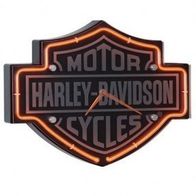  Reloj de neón con forma de escudo y barra grabada Harley-Davidson® 
