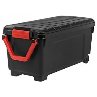  Baúl de almacenamiento con ruedas IRIS de 42,25 galones, SIA-1000H (negro / rojo) 