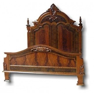  Nueva cama tamaño king estilo victoriano con incrustaciones de arcos dobles tallados en caoba y caoba 