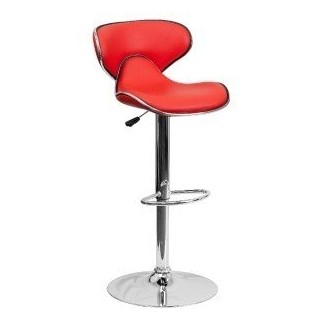  El mejor taburete de barra ergonómico ajustable en altura con asiento giratorio rojo cromado 