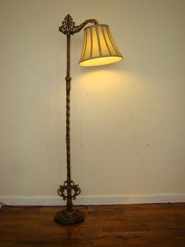  Lámpara de pie de lámpara de puente antigua, hierro fundido de principios de 1900, hierro fundido 