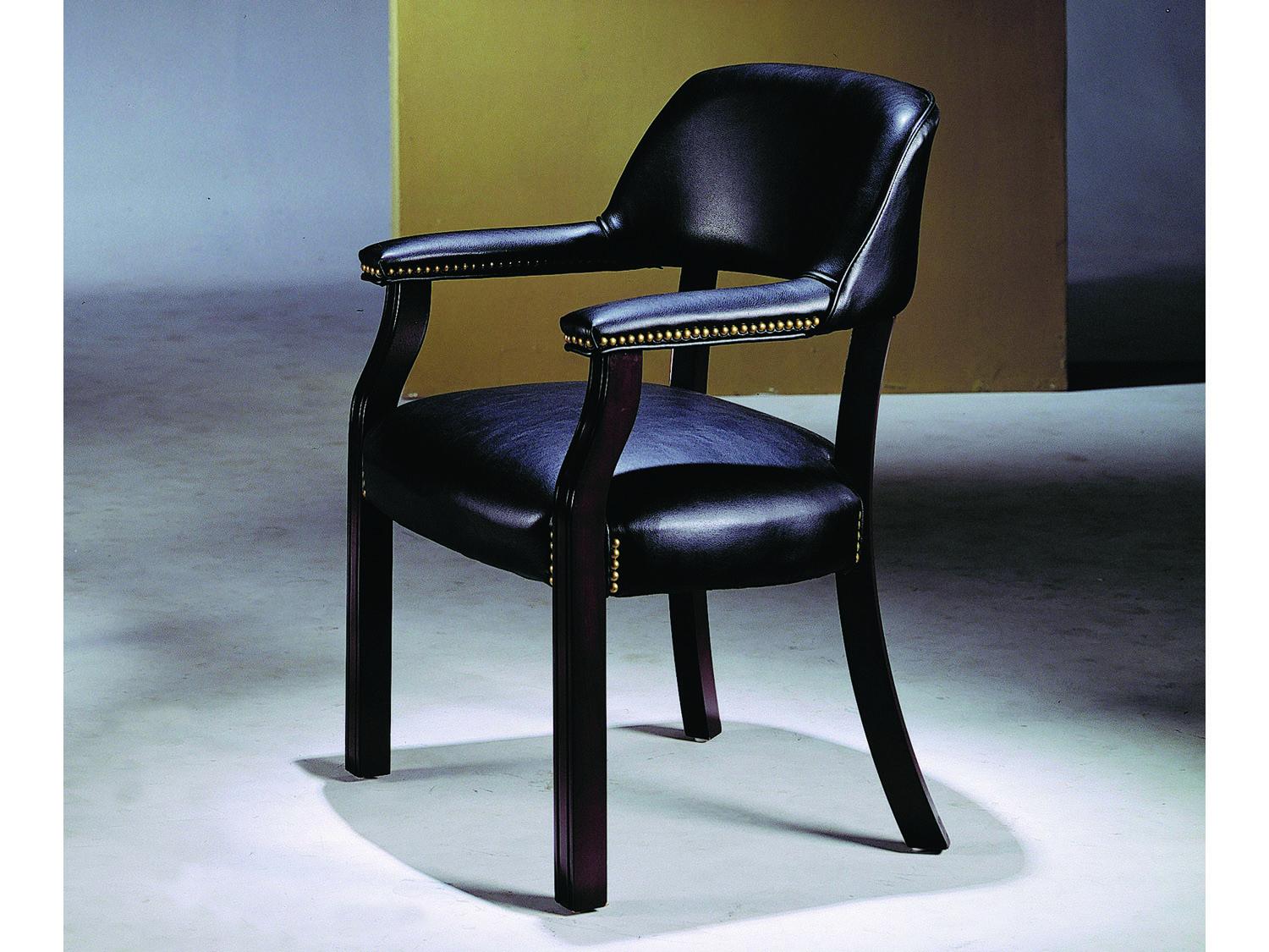 Silla Captain con ruedas en negro y madera de cerezo ADS5083-bk