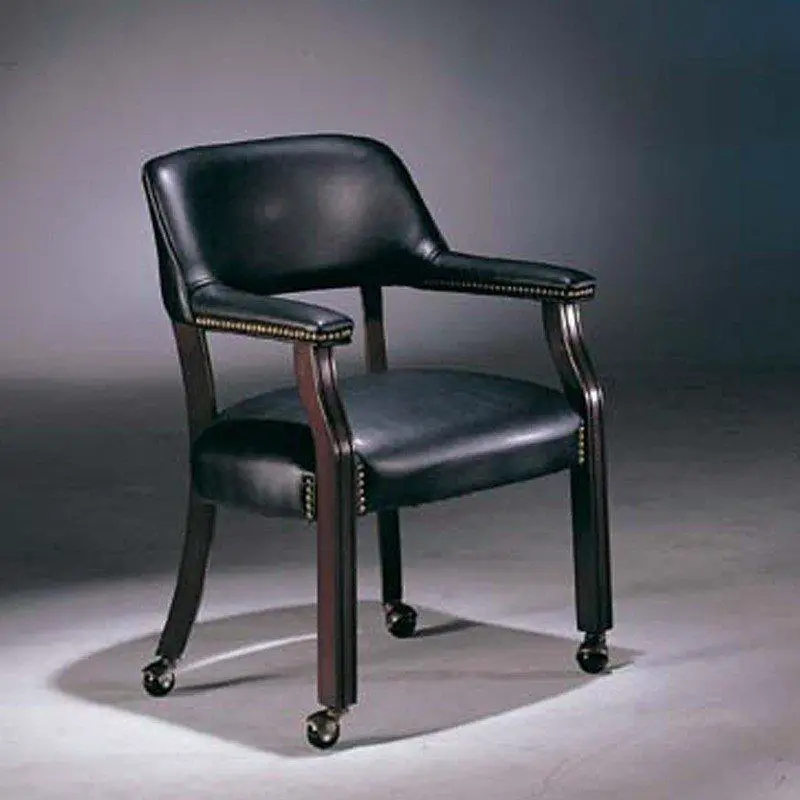 Silla Captain con ruedas de cuero Bycast azul oscuro