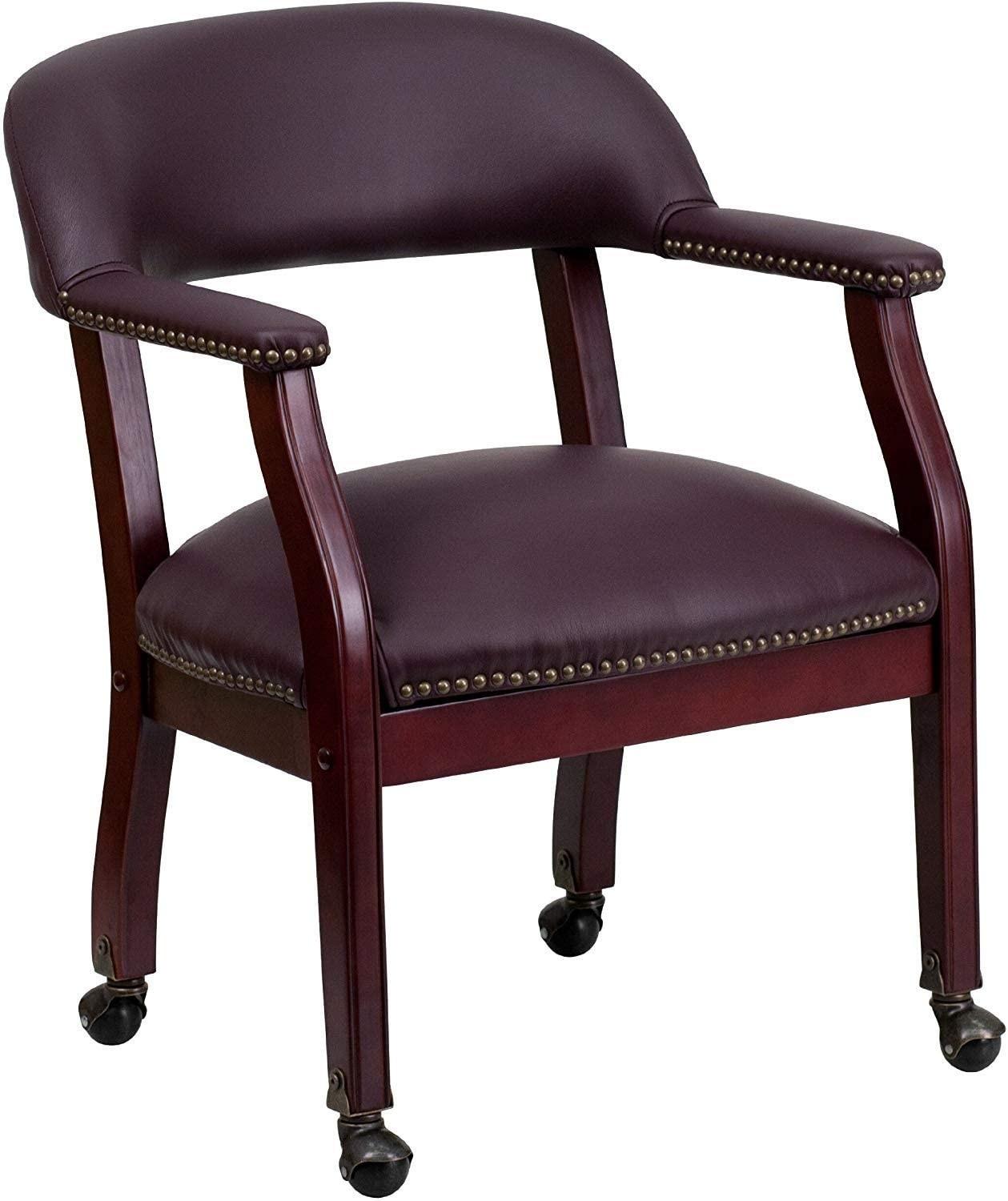 Flash Furniture B-Z100-LF19-LEA-GG Silla de conferencia lujosa de cuero burdeos con ruedas