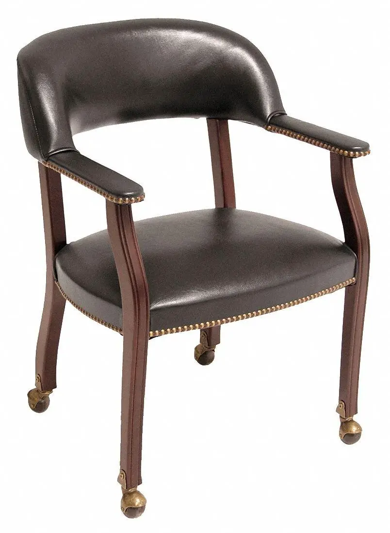 Regency Seating Mobile Ivy League Capitanes Style Silla de vinilo para invitados, negra